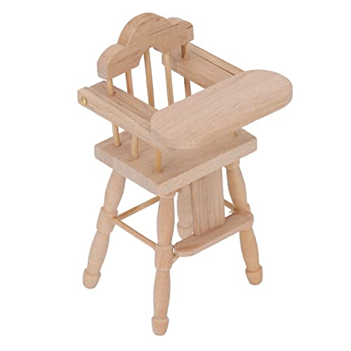 ANKROYU Mini-Stuhl-Modell, Puppenhaus-Baby-Esszimmerstuhl, Baby-Hochstuhl, Holzsessel, Tragbares Miniaturmöbel-Modell, Puppenhaus aus Birkenholz von ANKROYU