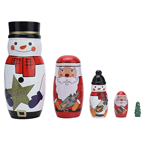 ANKROYU Nistpuppen Weihnachtsschmuck glänzende runde einzigartige handgefertigte Ative Festliche Geschenke für Home ation Weihnachtsbaum Schneemann Santa Claus Theaceae Material 5pcs Set von ANKROYU