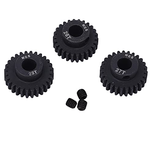 ANKROYU RC -Auto -Ritzelgetriebe Set Hochwertiges Metallmotormodul -Ersatzkomponente für 1/10 1/8 Off -Straßenfahrzeuge 17T 28T Chromstahl Schwarz HRC42 38 m0 6 mit festen Schrauben (26~28t) von ANKROYU