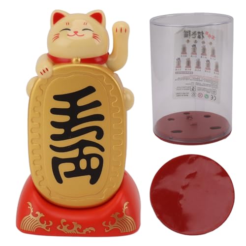 ANKROYU Solar Power Fortune Cat Ornament Wellenarm Lucky Cat Dekoration mit Solarpanel für Schreibtisch Fensterauto Home Restaurant Hotel Cafe Plastik Cartoon Stil Licht Sensor AUT von ANKROYU