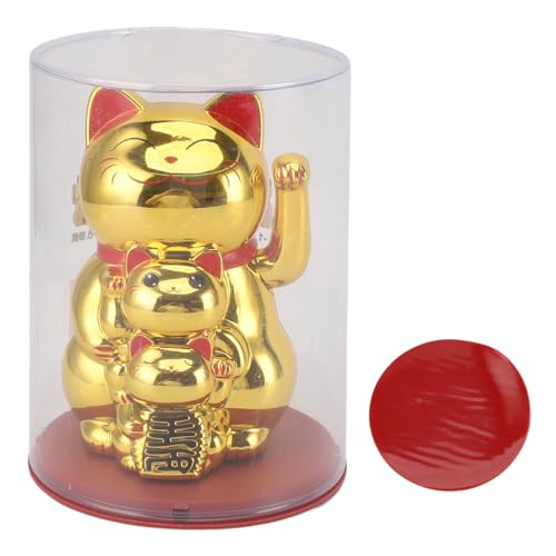 ANKROYU Solar Powered Lucky Cat Weaving Arm Fortune ation Feng Shui Reichtum Abs Plastik 4,5 Zoll Chinesische Begrüßung Katzenverzierung für Heimbüro -Schreibtisch Auto Dashboard S von ANKROYU