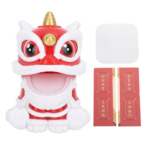 ANKROYU Solar Powered Wake Lion Ornament Automatisch Nicken Glück Glückskontrollvergleich Löwenstatue für Heimauto -Armaturenbrett Plastik Leuchtung Farben 9,5 cm Umweltfreundlich (Rot) von ANKROYU