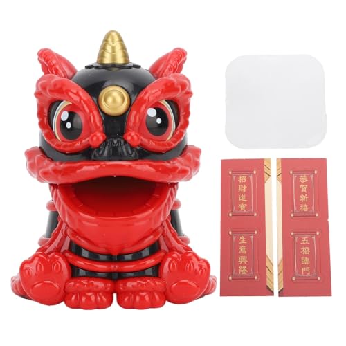 ANKROYU Solar Powered Wake Lion Ornament Automatisch Nicken Glück Glückskontrollvergleich Löwenstatue für Heimauto -Armaturenbrett Plastik Leuchtung Farben 9,5 cm Umweltfreundlich (Schwarz) von ANKROYU