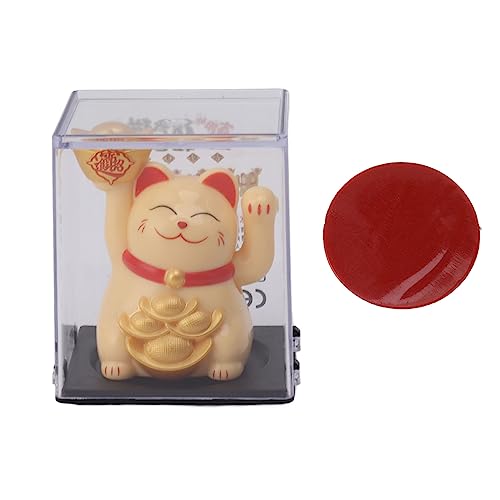 ANKROYU Solar Powered Waving Arm Lucky Cat Ornament Wealth Fortune Chinese Chinese Lucky Cat ation für Heimbüro -Auto Dashboard Restaurant Hotel Plastik 2 Zoll (Gelb) von ANKROYU