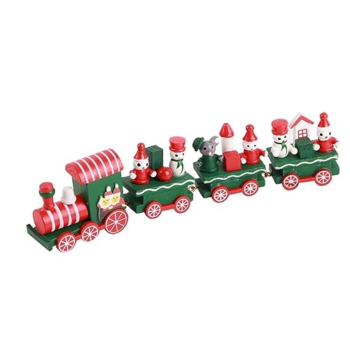 ANKROYU Weihnachtstübung Spielzeugset hochwertiger Holzmotor und DREI Wagen mit en und Briefen für Weihnachtsdekoration und Kinder Red Green 21x5 cm (Grün) von ANKROYU