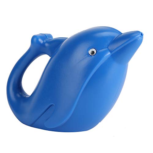 Bewässerung kann Kinder Cartoon Tier Plastik im Freien Gartenstrand Spielzeug 1200 ml Kapazität gelber Ente Grüne Elefanten Blau Delphin Ergonomisch Griff Ungiftiges Safe Material (Delphinblau) von ANKROYU