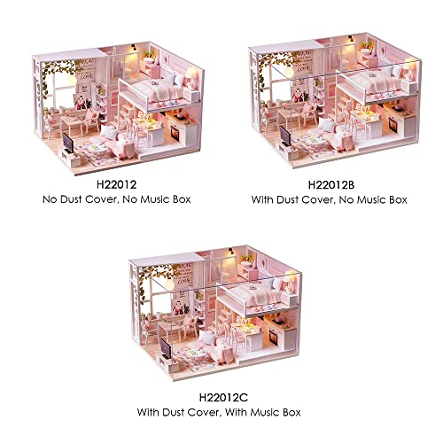 DIY Miniatur Loft Dollhouse Kit Realistische Mini 3D Holzhauszimmer mit LED -Leuchten Staubabdeckung für Kinder und Erwachsene kreative Spielzeit (Mit Staubabdeckung-No-Musikbox) von ANKROYU