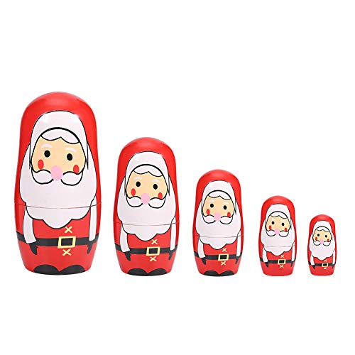 Handlackte Weihnachtshölzernmatryoshka -Verschachtelpuppen traditionelle russische Stil festliche Dekorationen für Kinder Party Home Dekoration Material Holzfarbe als gezeigt (Kleiner alter Mann) von ANKROYU