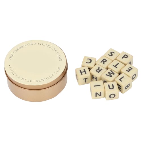 Kreuzworträtselspiel mit 12 English Letter Dices Plastic Travel Scrabble -Spiel mit Aufbewahrungskoffer für Erwachsene Kinder (Gold) von ANKROYU