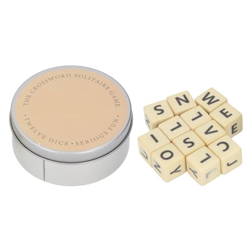 Kreuzworträtselspiel mit 12 English Letter Dices Plastic Travel Scrabble -Spiel mit Aufbewahrungskoffer für Erwachsene Kinder (Silber) von ANKROYU