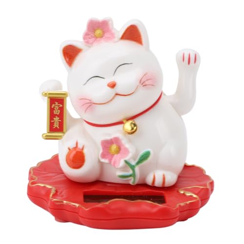 Solar Fortune Lucky Cat Solar Powered Waving Arm Feng Shui Vermögen Glück ation für Home Office Car Dashboard ABS Material 3.1x3.0x3.0in (2312a) von ANKROYU