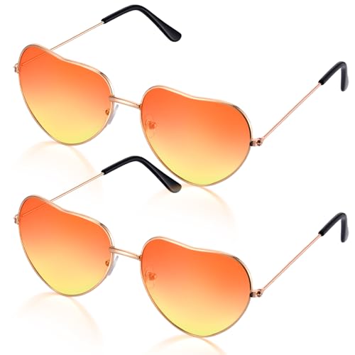 ANLIOTO 2 Stück Brille Orange, Sonnenbrille Orange Aperol Spritz Kostüm Party Herz Sonnenbrille Hippie Brille für Kinder Herren Damen 70er 80er Party Hippie Accessoire ANLIOTO 2 Stück Brille Orange, Sonnenbrille Orange Aperol Spritz Kostüm Party Herz Sonnenbrille Hippie Brille für Kinder Herren Damen 70er 80er Party Hippie Accessoire von ANLIOTO
