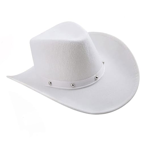 ANMITI Atmungsaktive Partyhutschmerzen Verstellbare Bandbande Weiße Farbe Western Themenparty Outdoor Unisex Cowboy Hüte Mit Strasssteinen von ANMITI