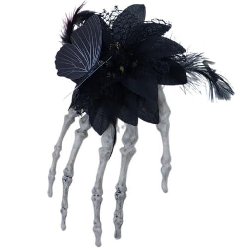 ANMITI Augenfangen Schädel Palmen Kopfstück Mit Spitzenrosen Halloween Haarclip Plastik Haarzubehör Für Kostümpartys Verstellbare Kostüm Haarnadel ANMITI Augenfangen Schädel Palmen Kopfstück Mit Spitzenrosen Halloween Haarclip Plastik Haarzubehör Für Kostümpartys Verstellbare Kostüm Haarnadel von ANMITI