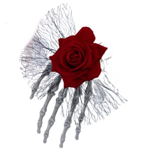 ANMITI Augenfangen Schädel Palmen Kopfstück Mit Spitzenrosen Halloween Haarclip Plastik Haarzubehör Für Kostümpartys Verstellbare Kostüm Haarnadel ANMITI Augenfangen Schädel Palmen Kopfstück Mit Spitzenrosen Halloween Haarclip Plastik Haarzubehör Für Kostümpartys Verstellbare Kostüm Haarnadel von ANMITI