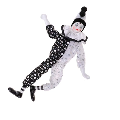 ANMITI Künstlerische Harlekin Porzellan Puppen Sammlerspielzeug Wurls Silber Paillon Einzigartige Porzellanpuppe Einzigartiger Clown Mit Weichen Füßen von ANMITI