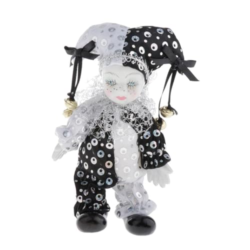 Antike Weiße Keramik Clown Mit Glasaugen Und Glitzerndes Outfit Für Tabletop Display Home Office Dekoration Sammlerspielzeug von ANMITI