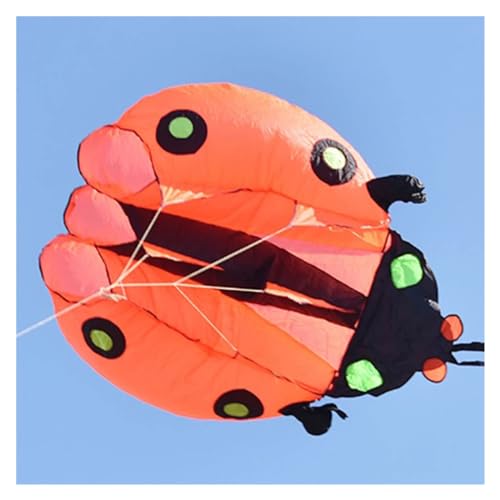 ANNESEY 2㎡ / 5㎡ Marienkäfer-Drachen, Pilot-Lifter-Drachen, einleiniger weicher aufblasbarer Show-Drachen, 30D-Ripstop-Nylon (Color : 2sqm 1.4m Orange, Size : Kite) von ANNESEY