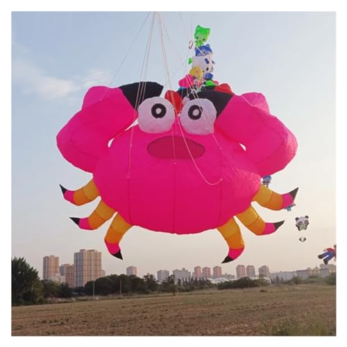 ANNESEY 4M 30D Crab Soft Kite, aufblasbarer Aufhänger Nylon Beach Performance Competition Kite reißfest (Color : Pink) von ANNESEY