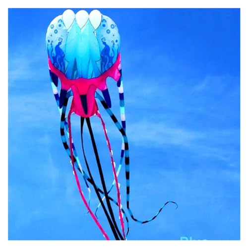 ANNESEY Quallen-Drachen, Langer Schwanz, großer Oktopus-Drachen, weicher aufblasbarer Show-Drachen, Meerestier-Drachen, Outdoor-Fluggerät (Color : Blue) von ANNESEY