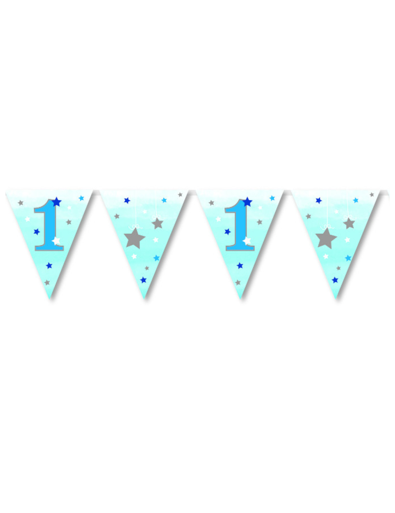 1. Geburtstag Junge Wimpelkette One Little Star 3,7m blau Sterne von ANNIVERSARY HOUSE