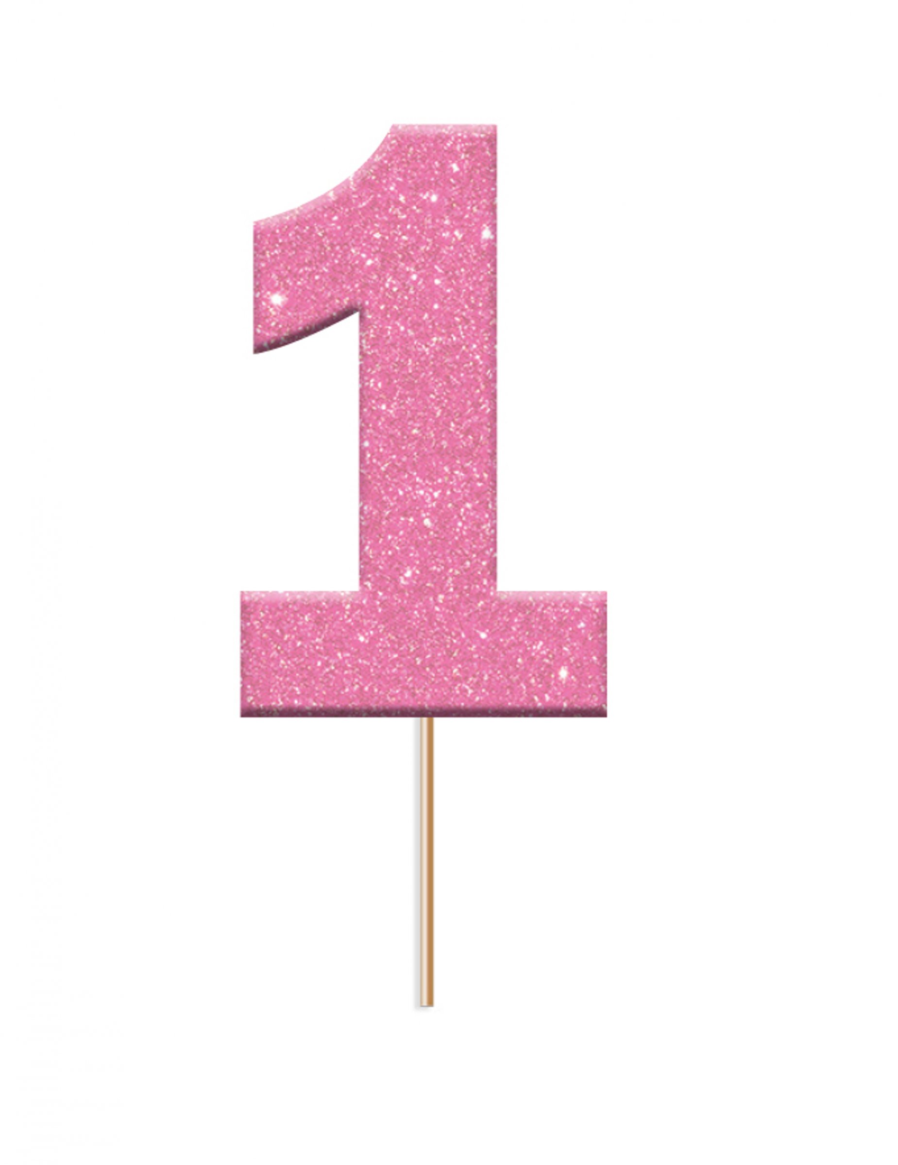 12 Cake Topper Zahl 1 Rosa Glitzer Kunststoff mit Spieß von ANNIVERSARY HOUSE