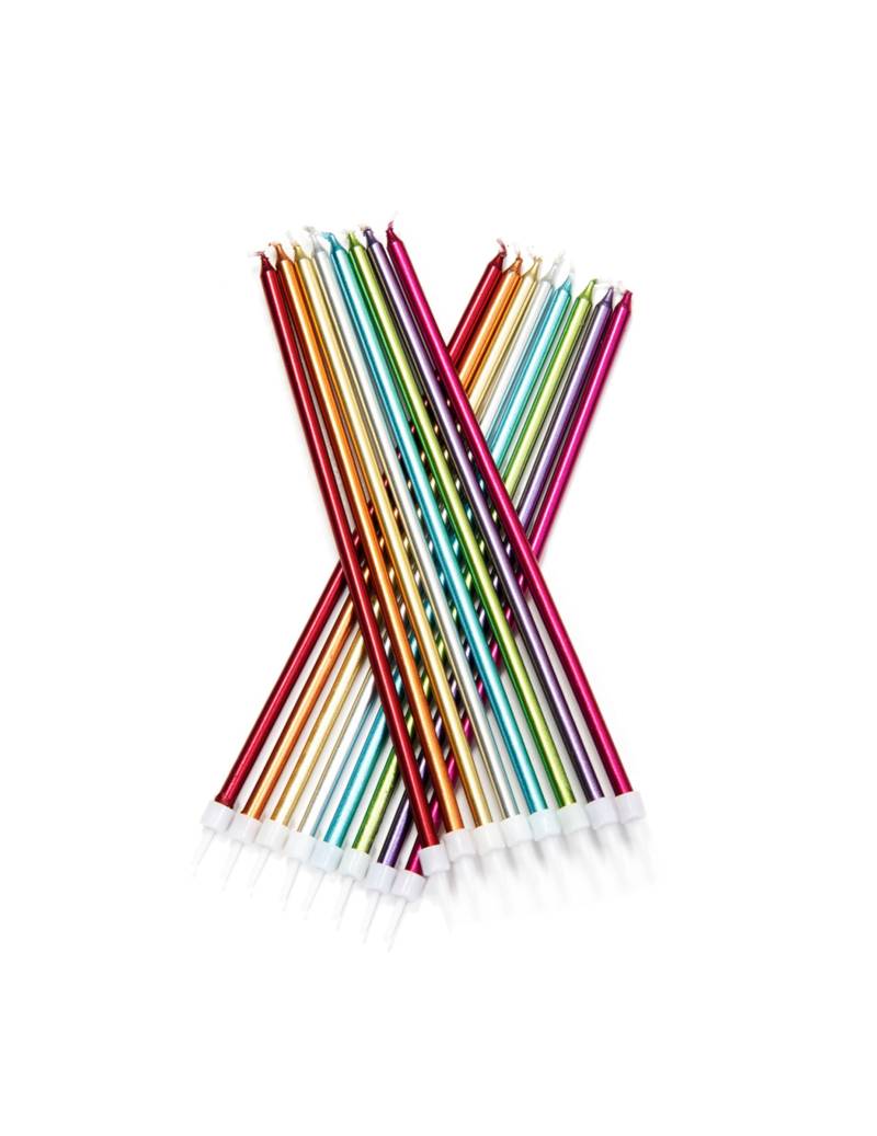 12 Riesen-Kerzen bunt metallic 18 cm für Geburtstagskuchen 12 Riesen-Kerzen bunt metallic 18 cm für Geburtstagskuchen von ANNIVERSARY HOUSE