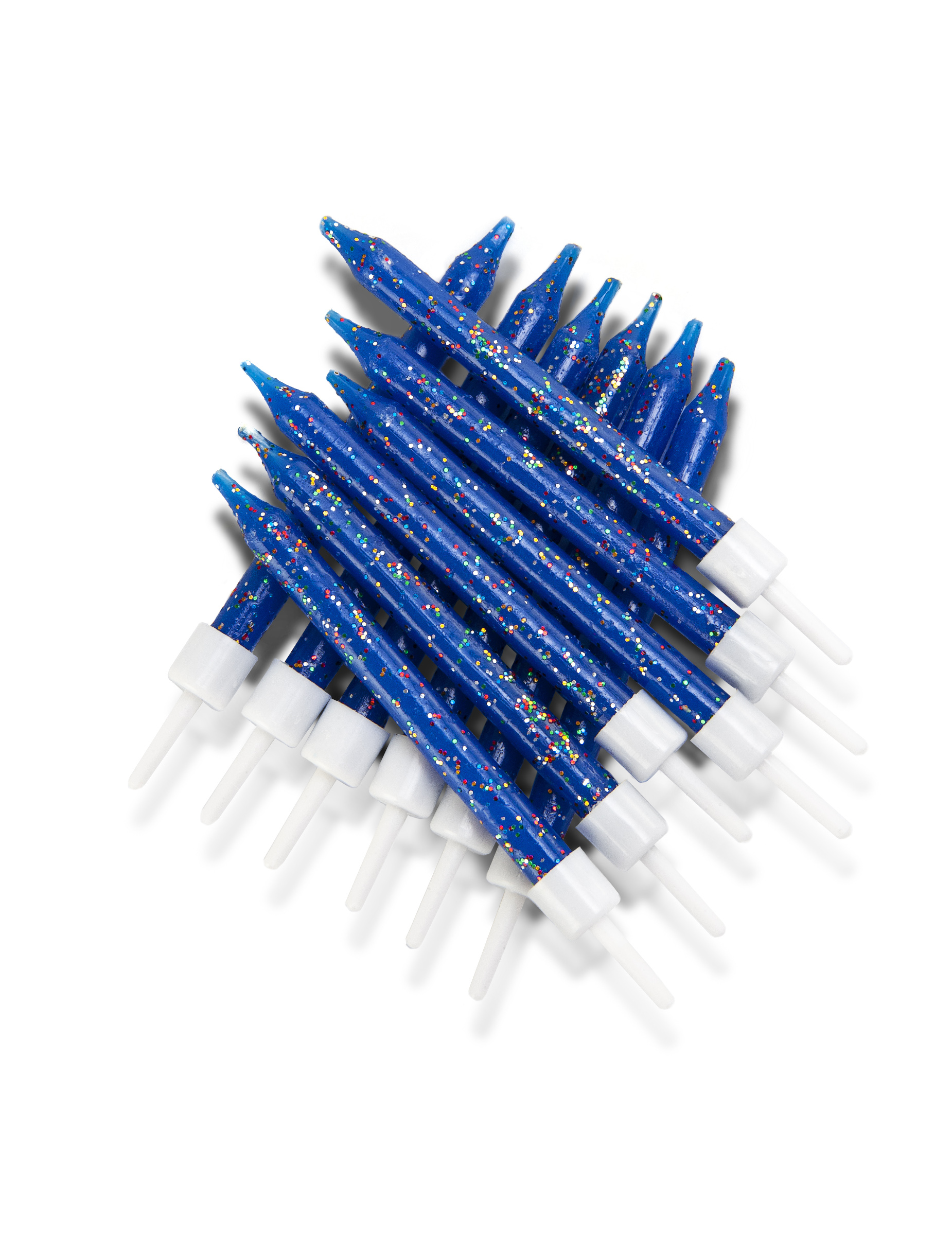 12 blaue Glitzer-Geburtstagskerzen 7,5 cm für Kuchen von ANNIVERSARY HOUSE