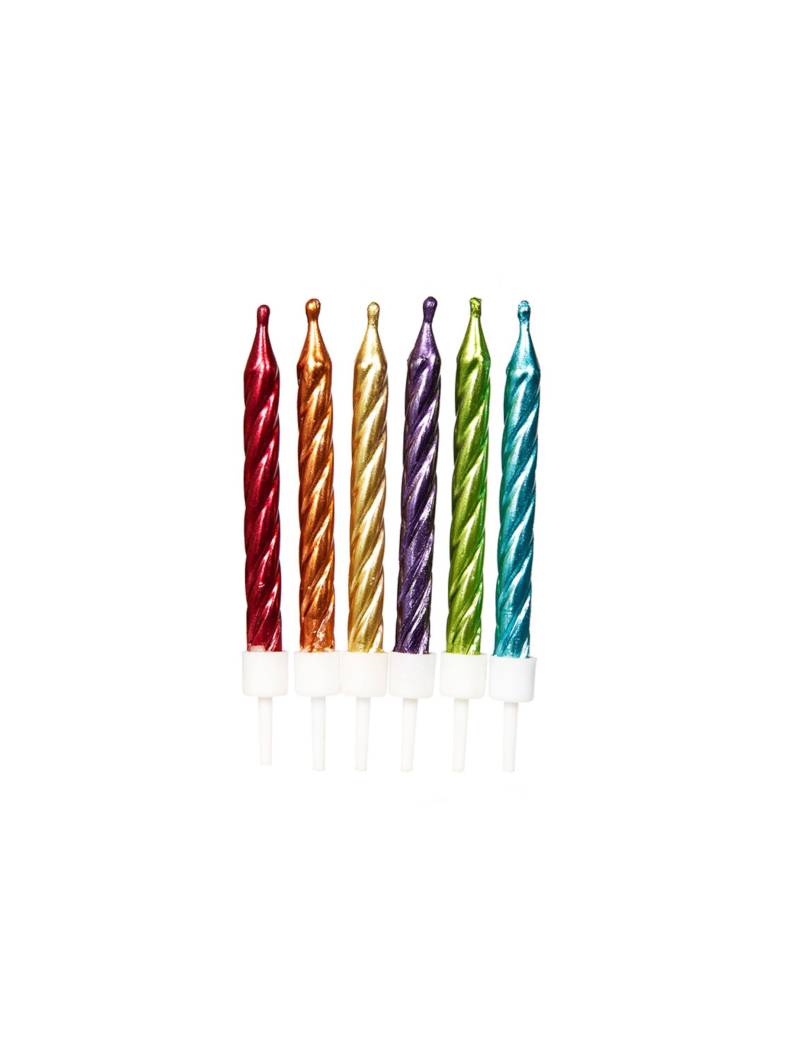12 bunte Metallic-Kerzen 7,5 cm für Geburtstagskuchen 12 bunte Metallic-Kerzen 7,5 cm für Geburtstagskuchen von ANNIVERSARY HOUSE