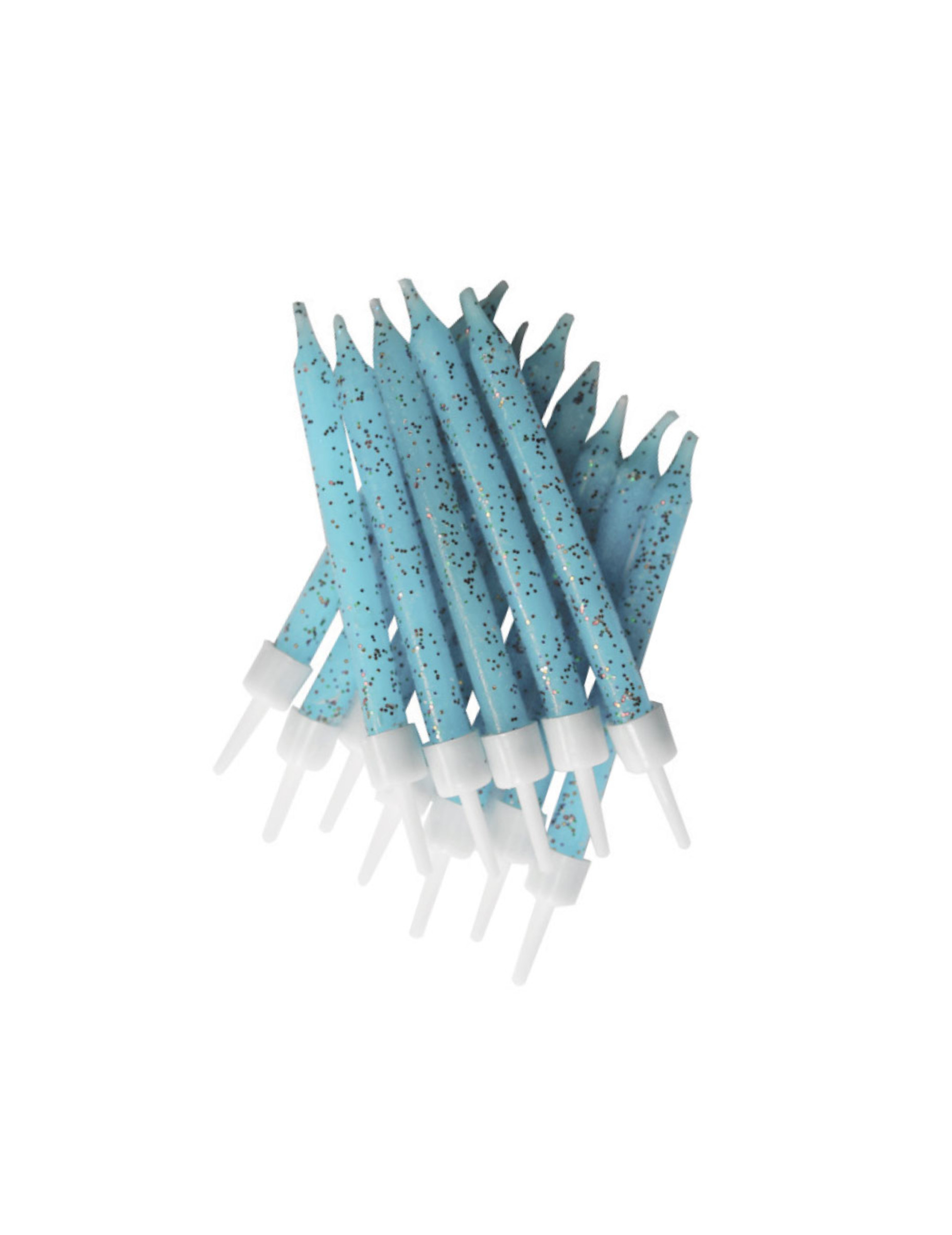12 hellblaue Glitzerkerzen 7,5 cm für Kuchen von ANNIVERSARY HOUSE
