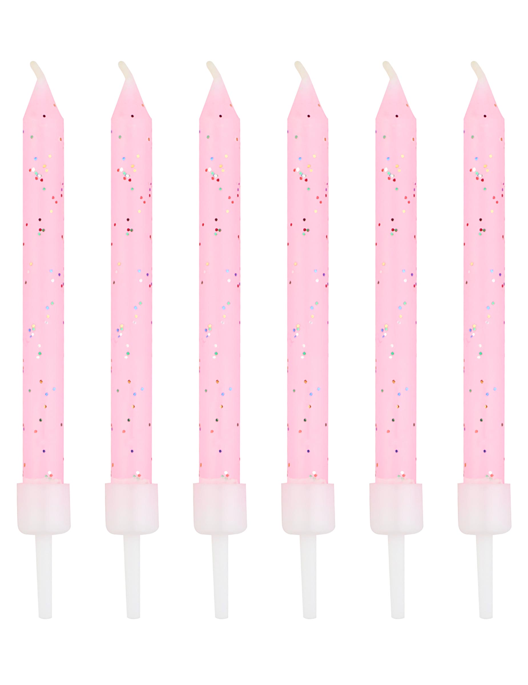 12 rosa Glitzerkerzen 7,5 cm inkl. Halterungen von ANNIVERSARY HOUSE
