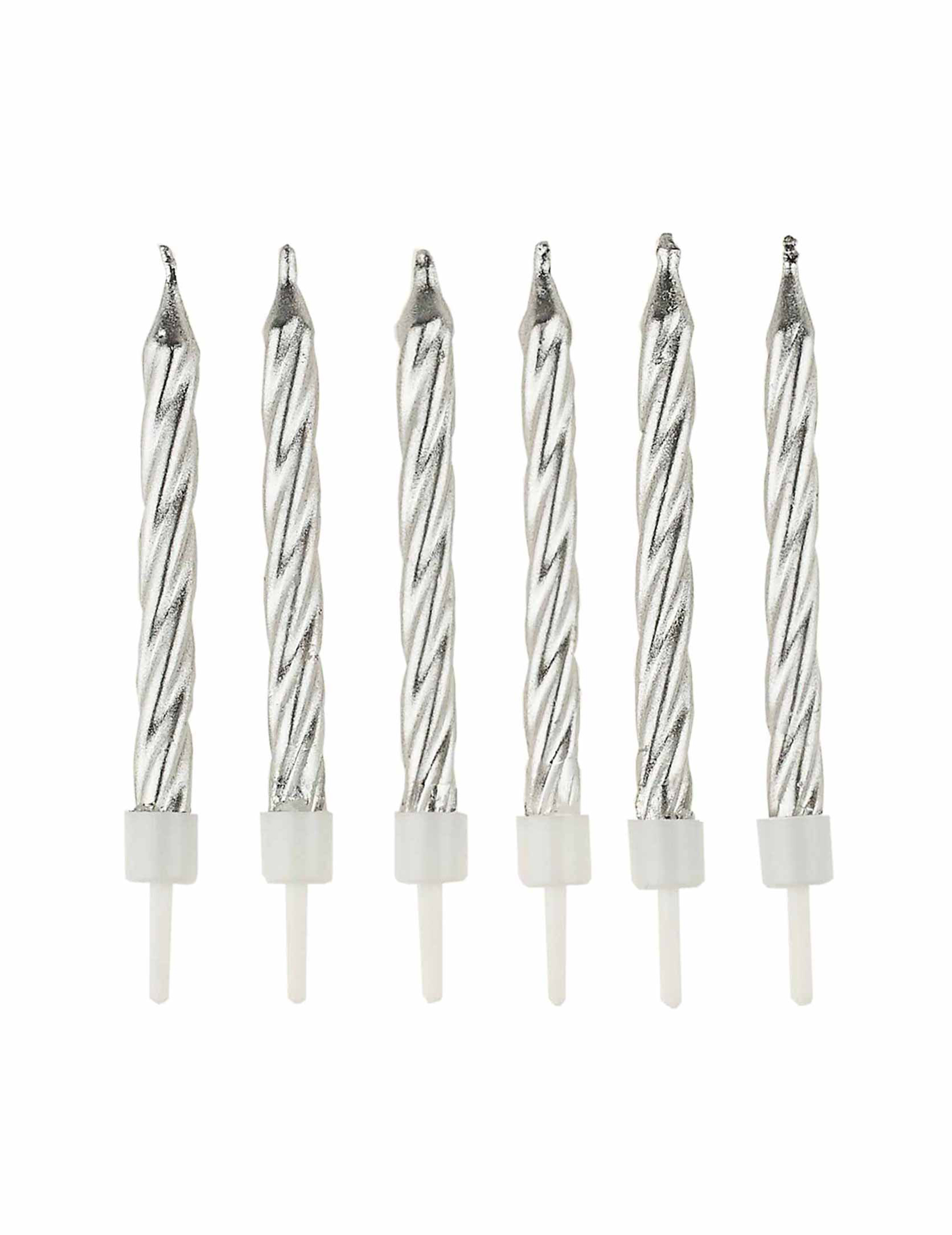 12 silberne Geburtstagskerzen mit Halterungen 6,5 cm von ANNIVERSARY HOUSE