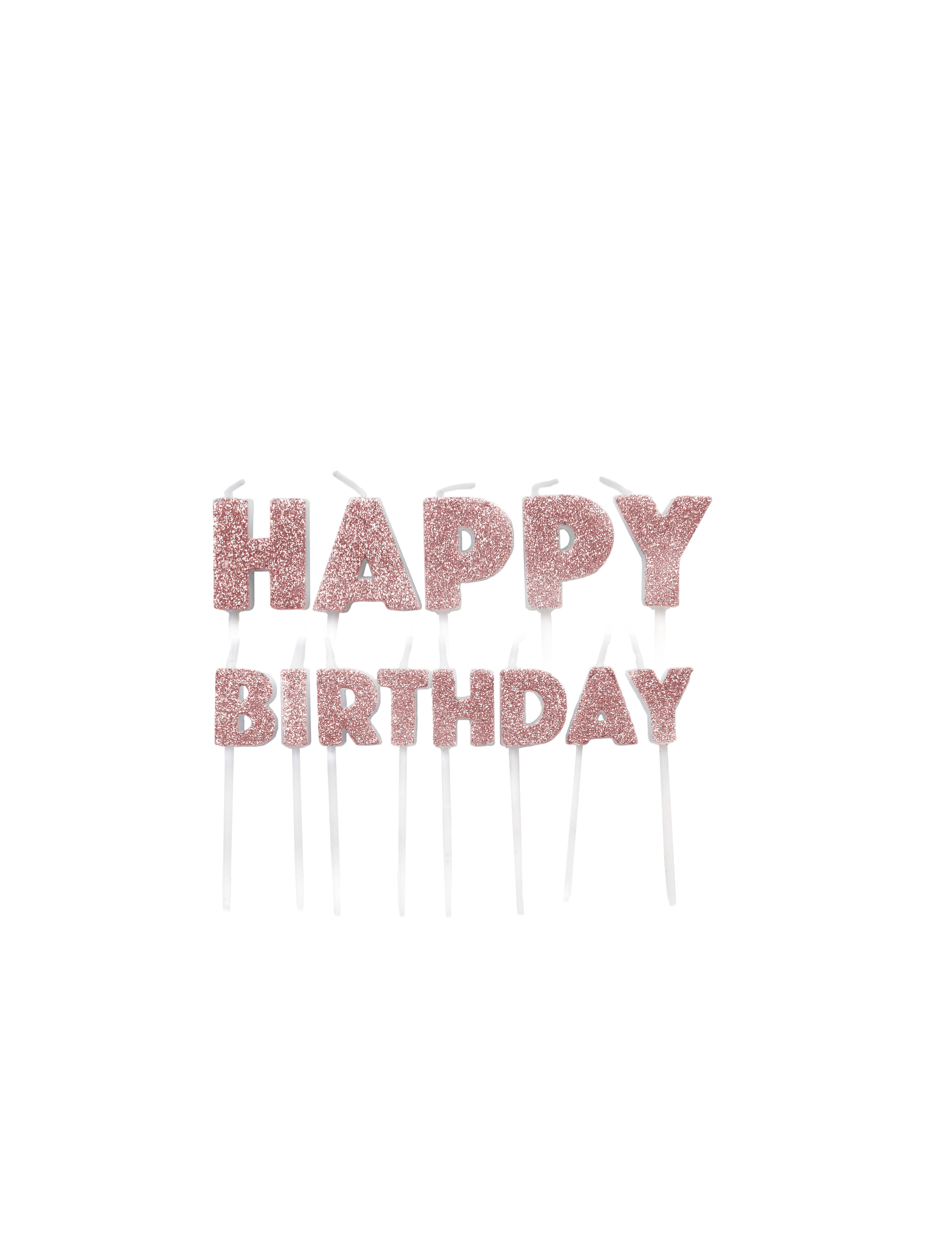 13-teiliges Happy Birthday Kerzen-Set in Roségold mit Glitzer (5,5 bis 7 cm) von ANNIVERSARY HOUSE