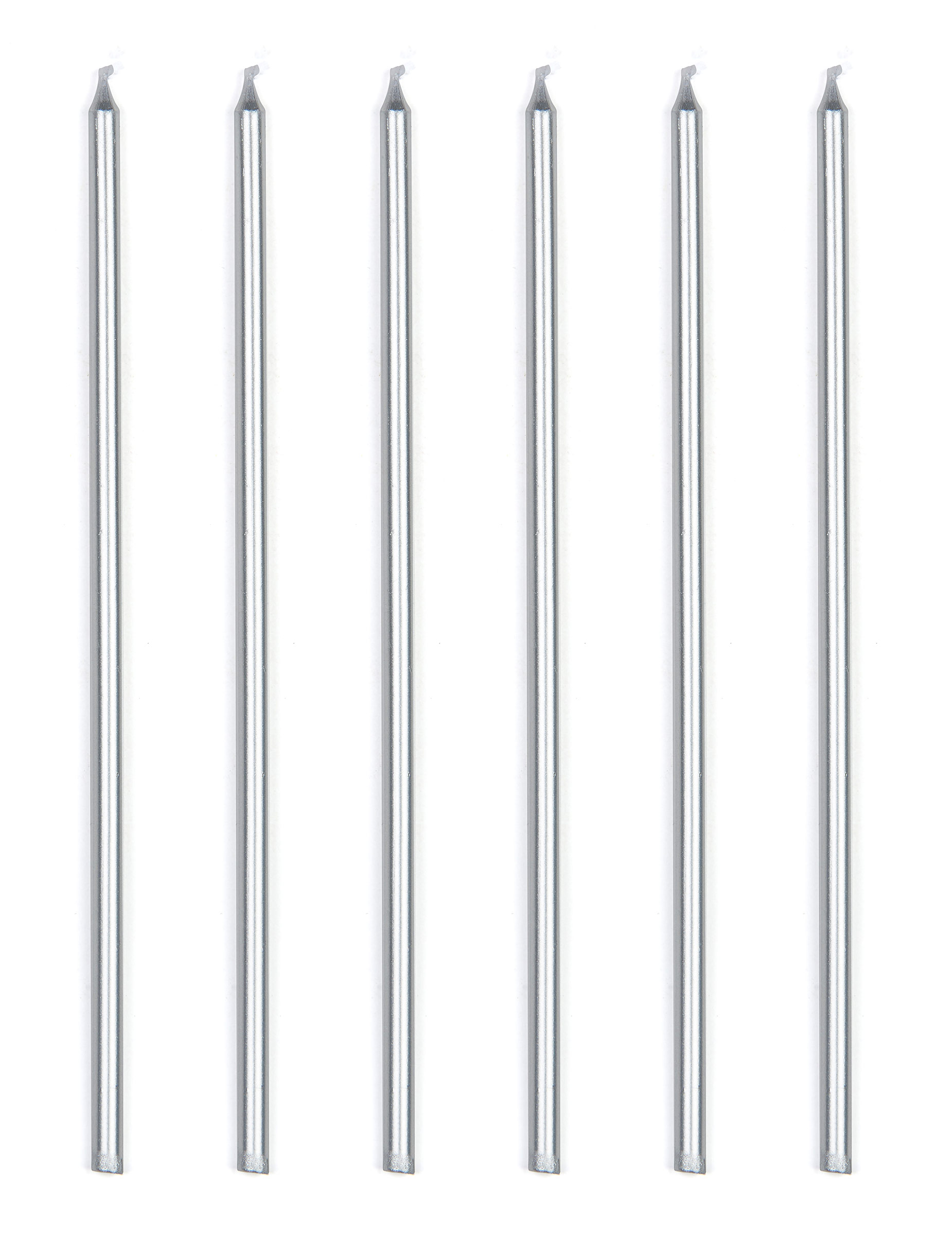 16 extra lange Geburtstagskerzen Silber metallic 18 cm mit Haltern von ANNIVERSARY HOUSE