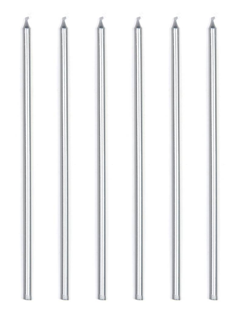 16 extra lange Geburtstagskerzen Silber metallic 18 cm mit Haltern 16 extra lange Geburtstagskerzen Silber metallic 18 cm mit Haltern von ANNIVERSARY HOUSE