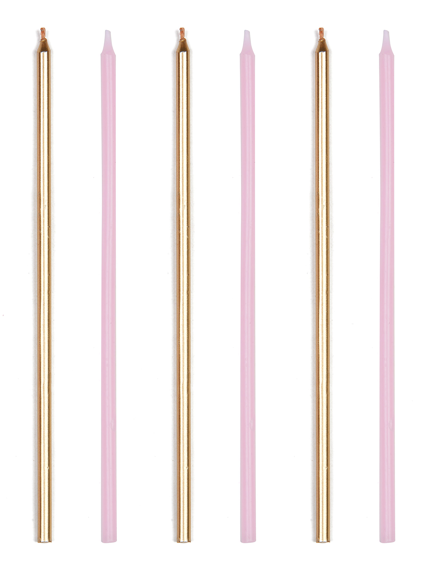 16 riesige Geburtstagskerzen in Rosa und Metallic-Gold 18 cm mit Haltern von ANNIVERSARY HOUSE