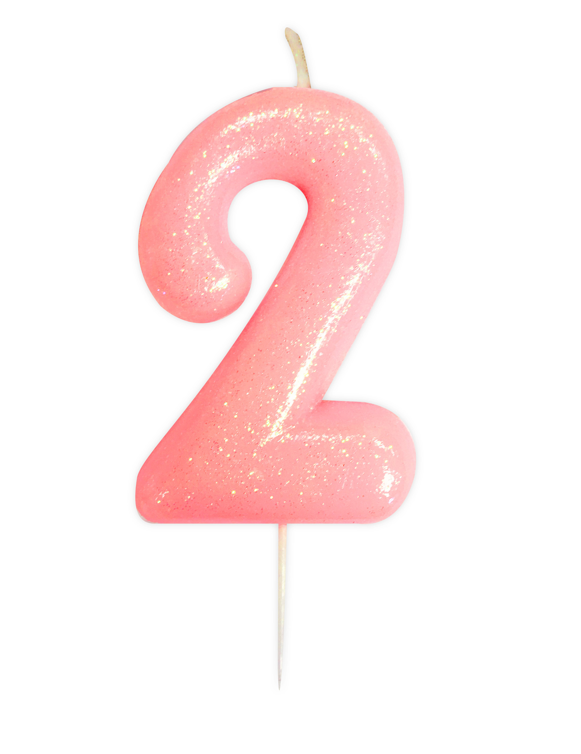 2. Geburtstagskerze Rosa Irisierend Glitzer 9cm von ANNIVERSARY HOUSE
