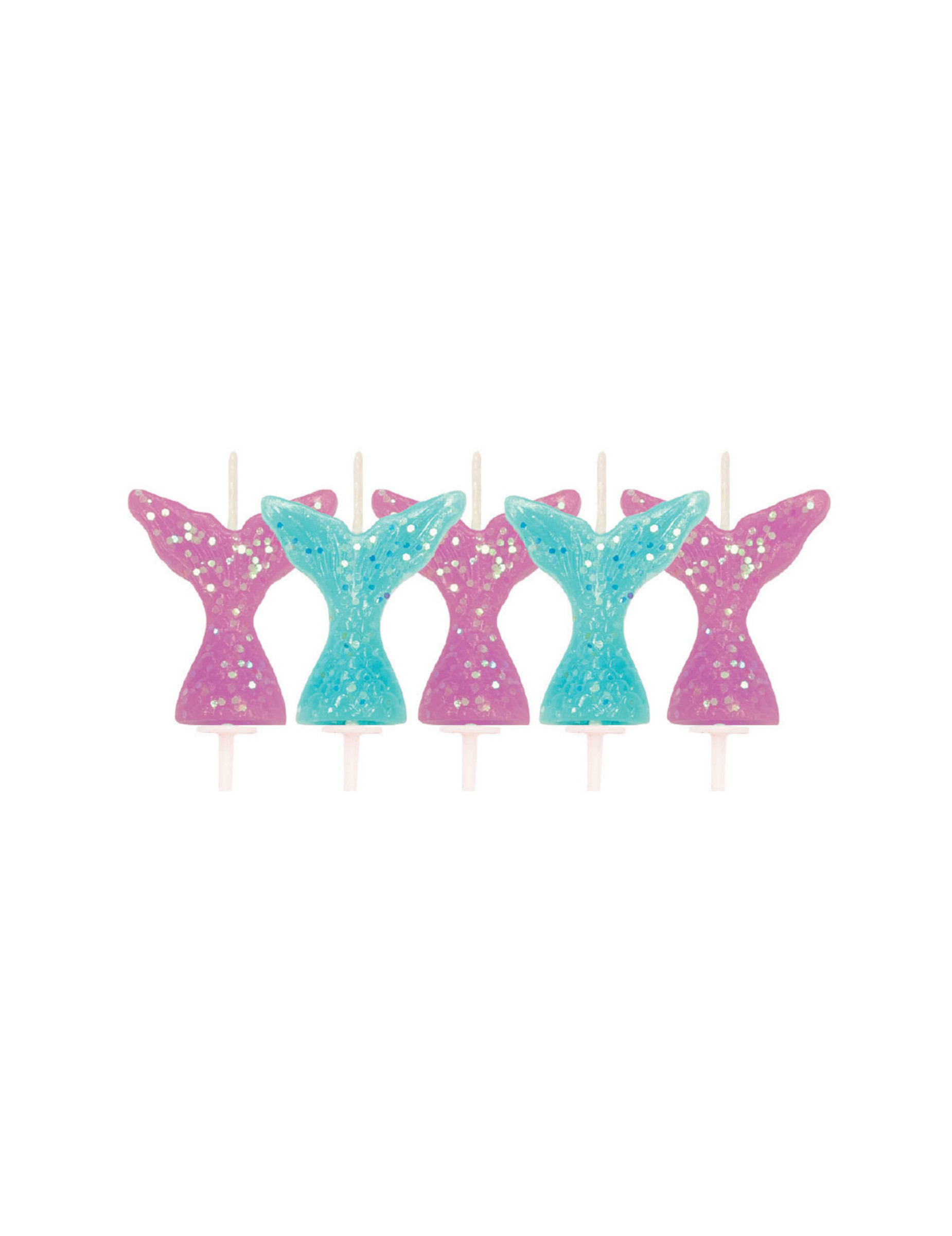 5 Meerjungfrauen-Schwanz Kerzen Glitzer rosa + blau 6,5 cm von ANNIVERSARY HOUSE