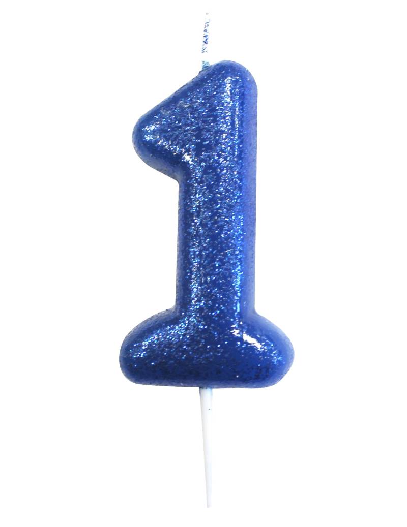 Blaue Glitzerkerze Zahl 1 für Geburtstagskuchen 7 cm Blaue Glitzerkerze Zahl 1 für Geburtstagskuchen 7 cm von ANNIVERSARY HOUSE
