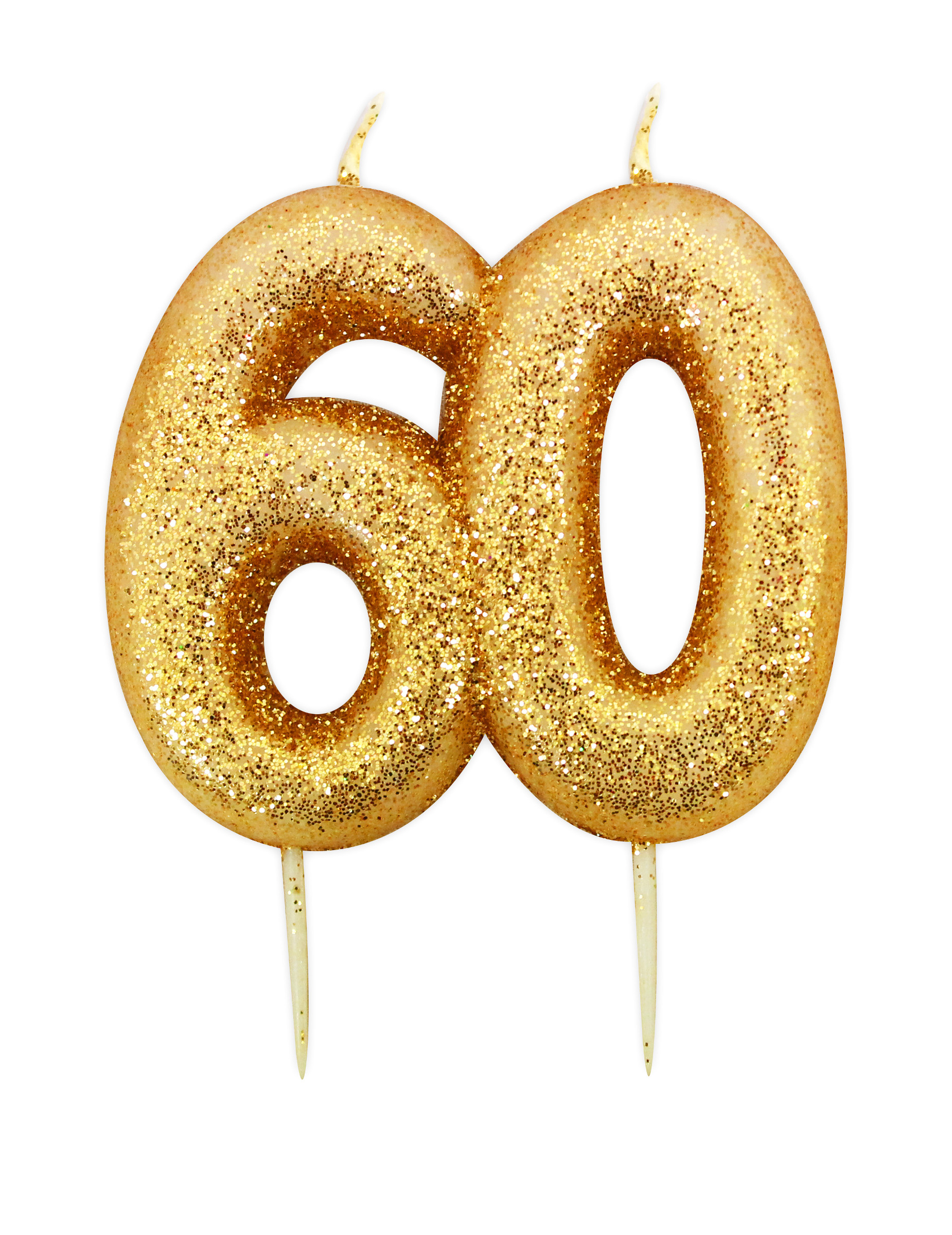 Geburtstagskerze 60 Jahre auf Piekser Gold Glitzer 7 cm für Torten von ANNIVERSARY HOUSE