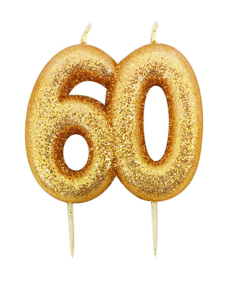 Geburtstagskerze 60 Jahre auf Piekser Gold Glitzer 7 cm für Torten Geburtstagskerze 60 Jahre auf Piekser Gold Glitzer 7 cm für Torten von ANNIVERSARY HOUSE