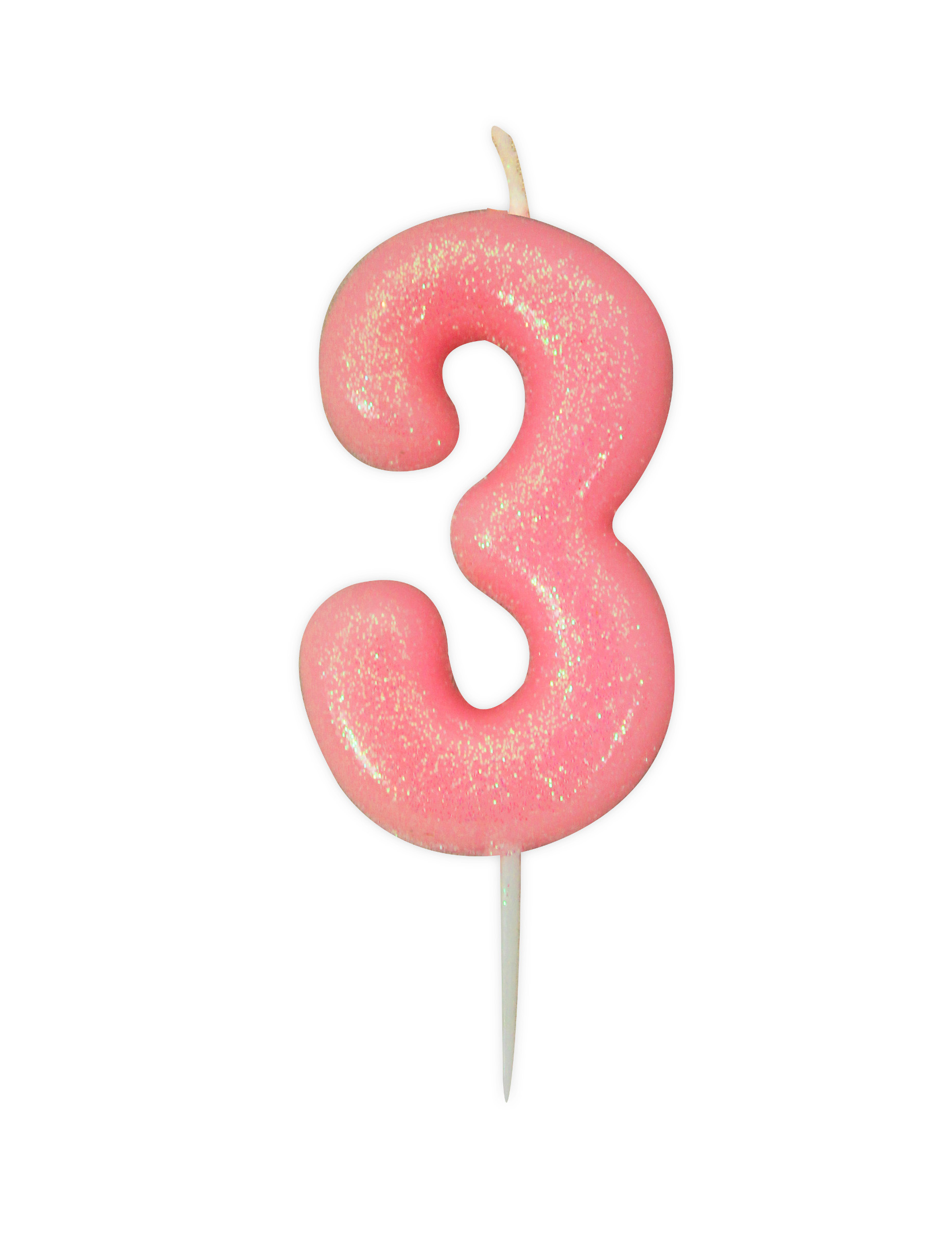 Geburtstagskerze Zahl 3 rosa schillernd 9 cm mit Glitzer von ANNIVERSARY HOUSE