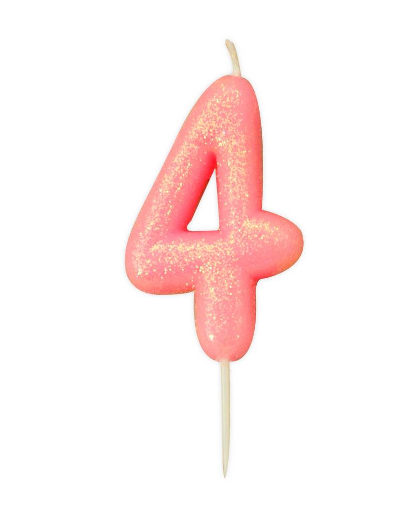 Geburtstagskerze Zahl 4 Rosa Irisierend 9 cm Geburtstagskerze Zahl 4 Rosa Irisierend 9 cm von ANNIVERSARY HOUSE