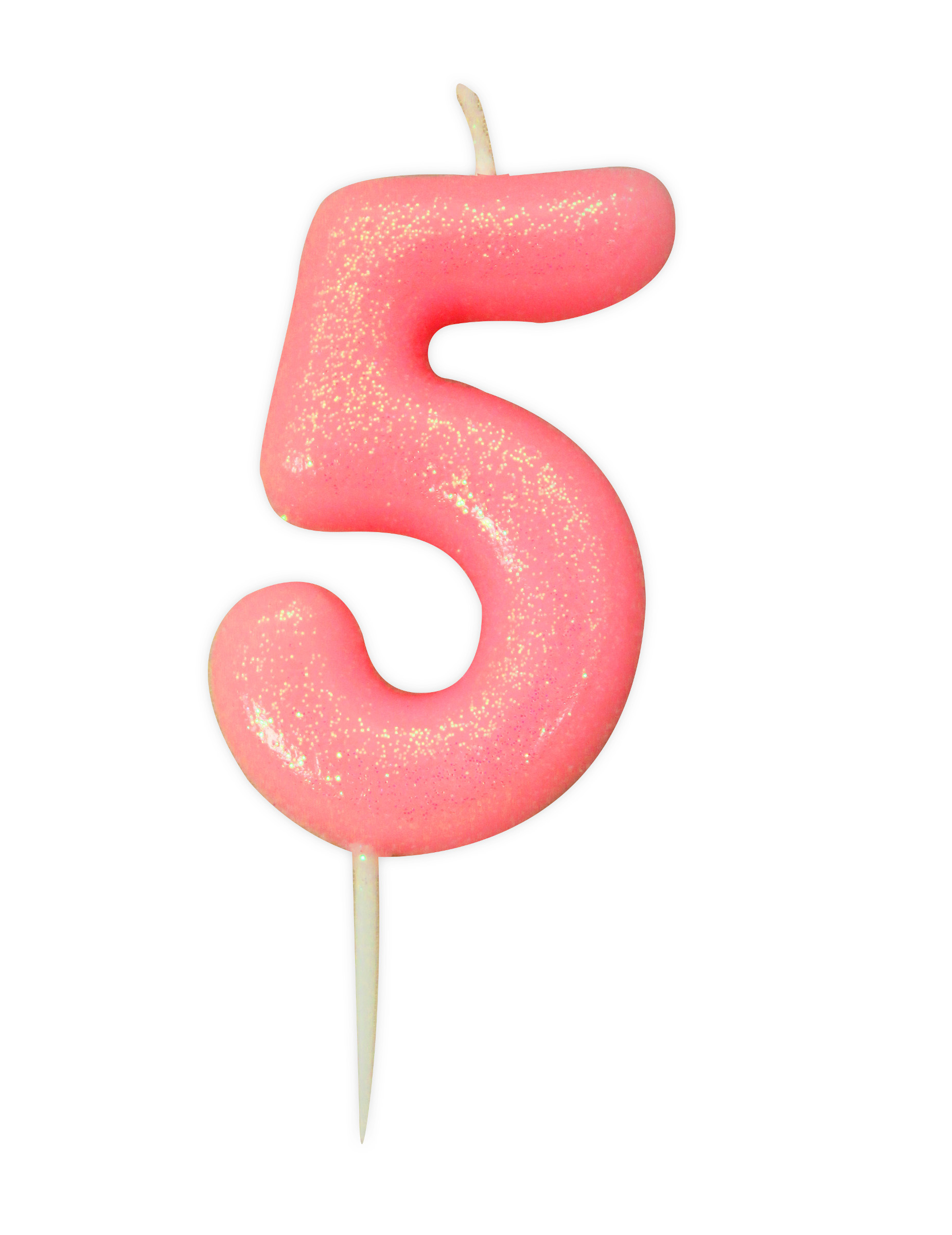 Geburtstagskerze Zahl 5 Rosa Irisierend 9 cm mit Glitzer von ANNIVERSARY HOUSE