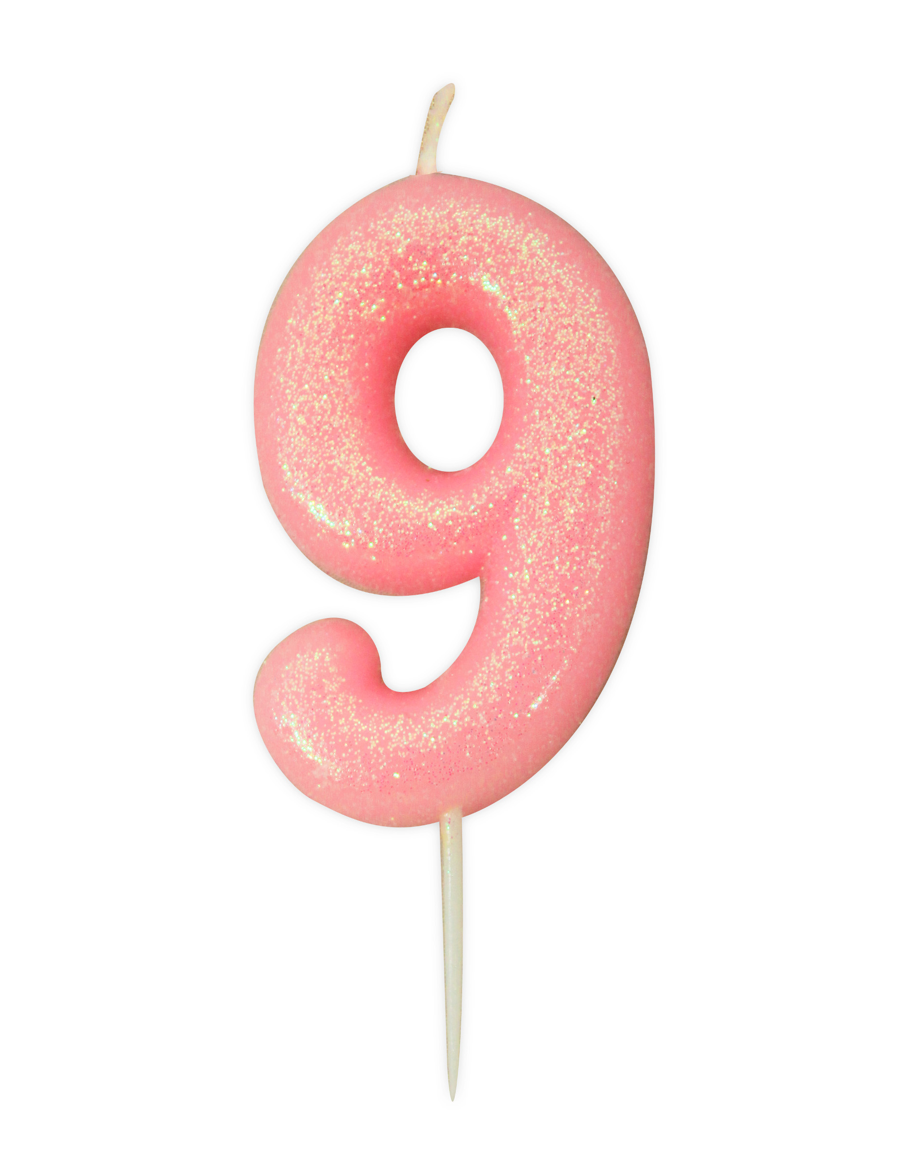 Geburtstagskerze Zahl 9 Rosa Glitzernd Irisierend - 9cm von ANNIVERSARY HOUSE
