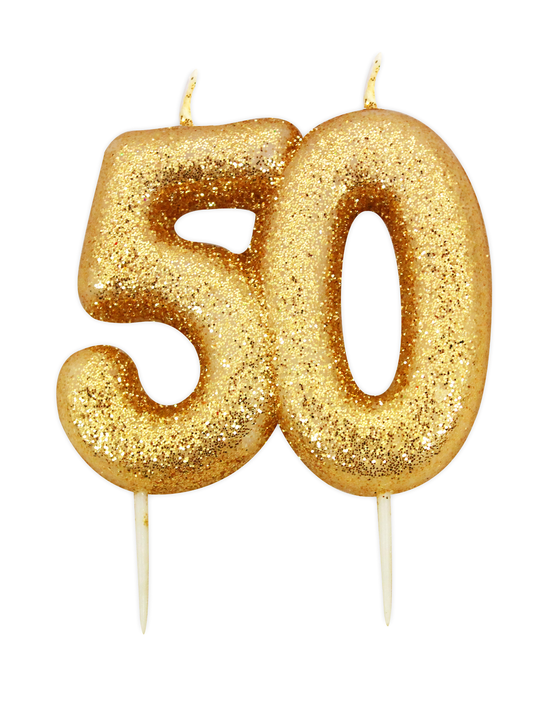 Geburtstagskerze am Stab 50 Jahre Gold Glitzer 7 cm Tortendeko von ANNIVERSARY HOUSE