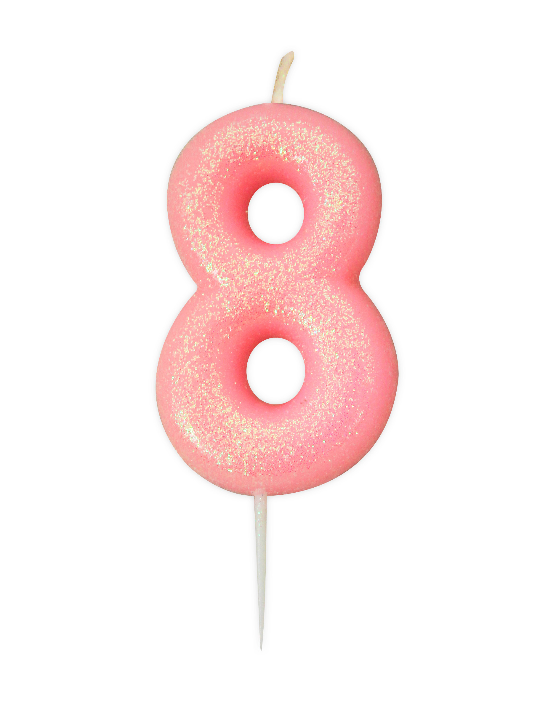 Glitzer-Zahlankerze 8 in Rosa Irisierend 9 cm von ANNIVERSARY HOUSE