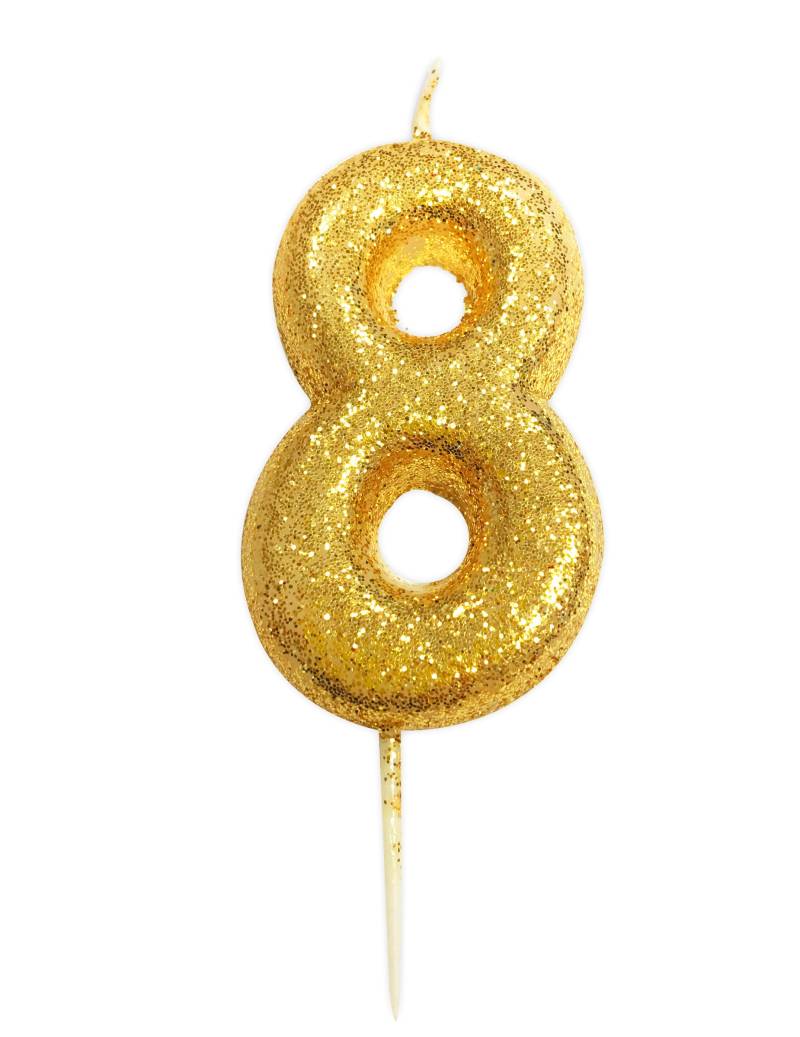 Glitzernde Zahlenkerze 8 in Gold, 9 cm Tortendeko Glitzernde Zahlenkerze 8 in Gold, 9 cm Tortendeko von ANNIVERSARY HOUSE