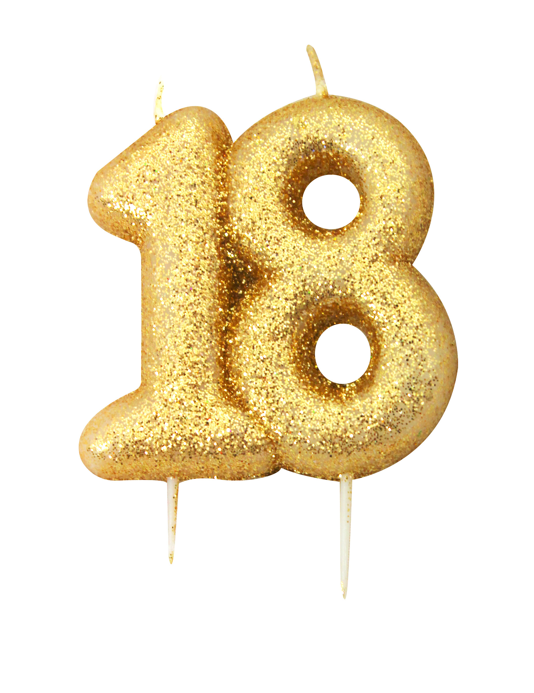 Goldene Glitzer-Geburtstagskerze Zahl 18 für Kuchen 7cm von ANNIVERSARY HOUSE
