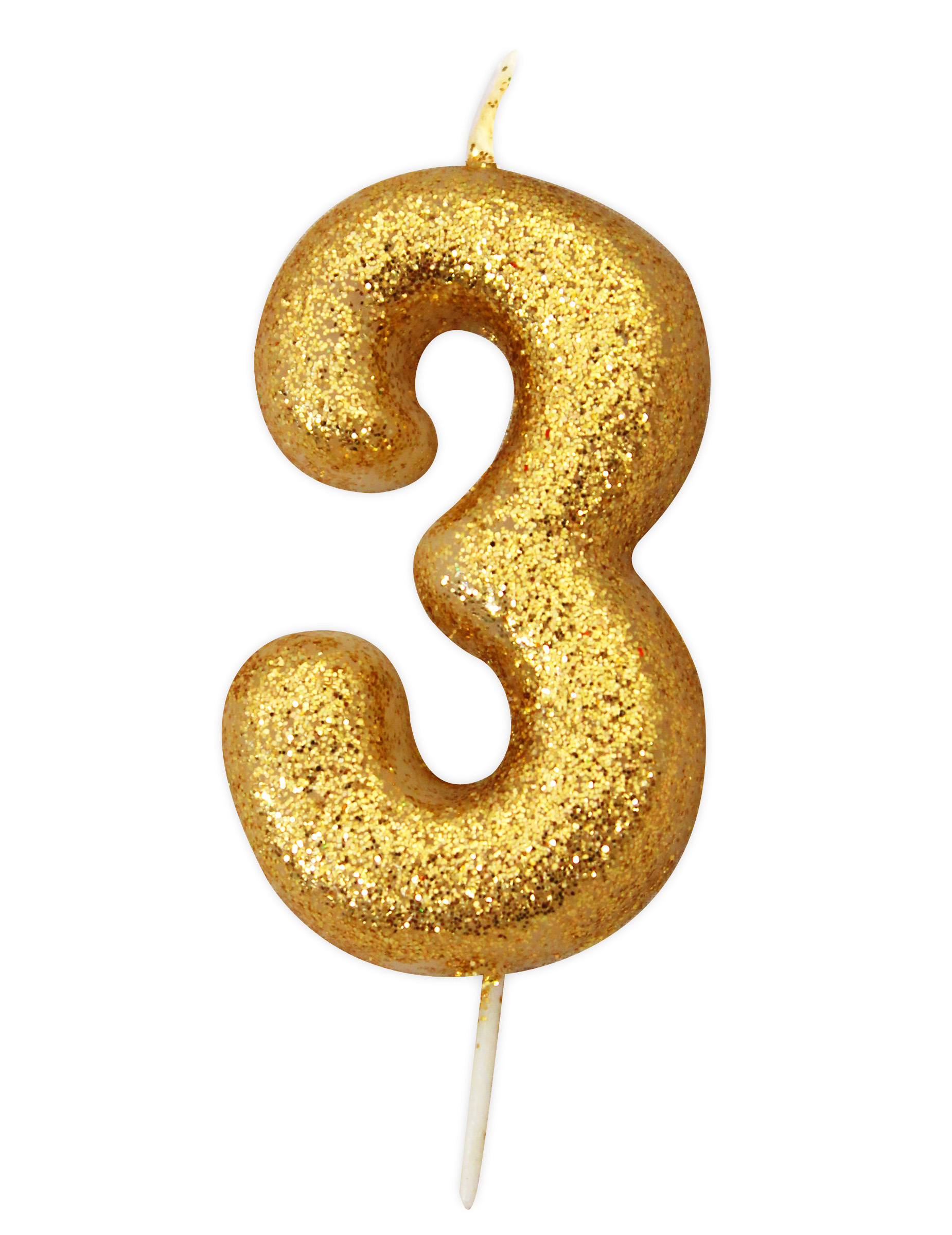 Goldene Glitzer-Zahlankerze 3 zum Geburtstag 9 cm von ANNIVERSARY HOUSE